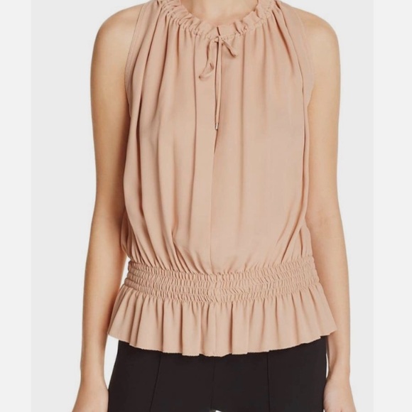 Theory Ruffled Tan Blouse - Picture 2 of 6